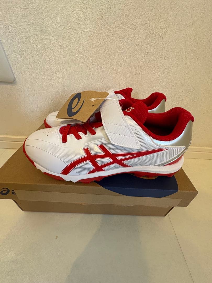 asics スパイクシューズ &アップシューズセット ホワイト/レッド