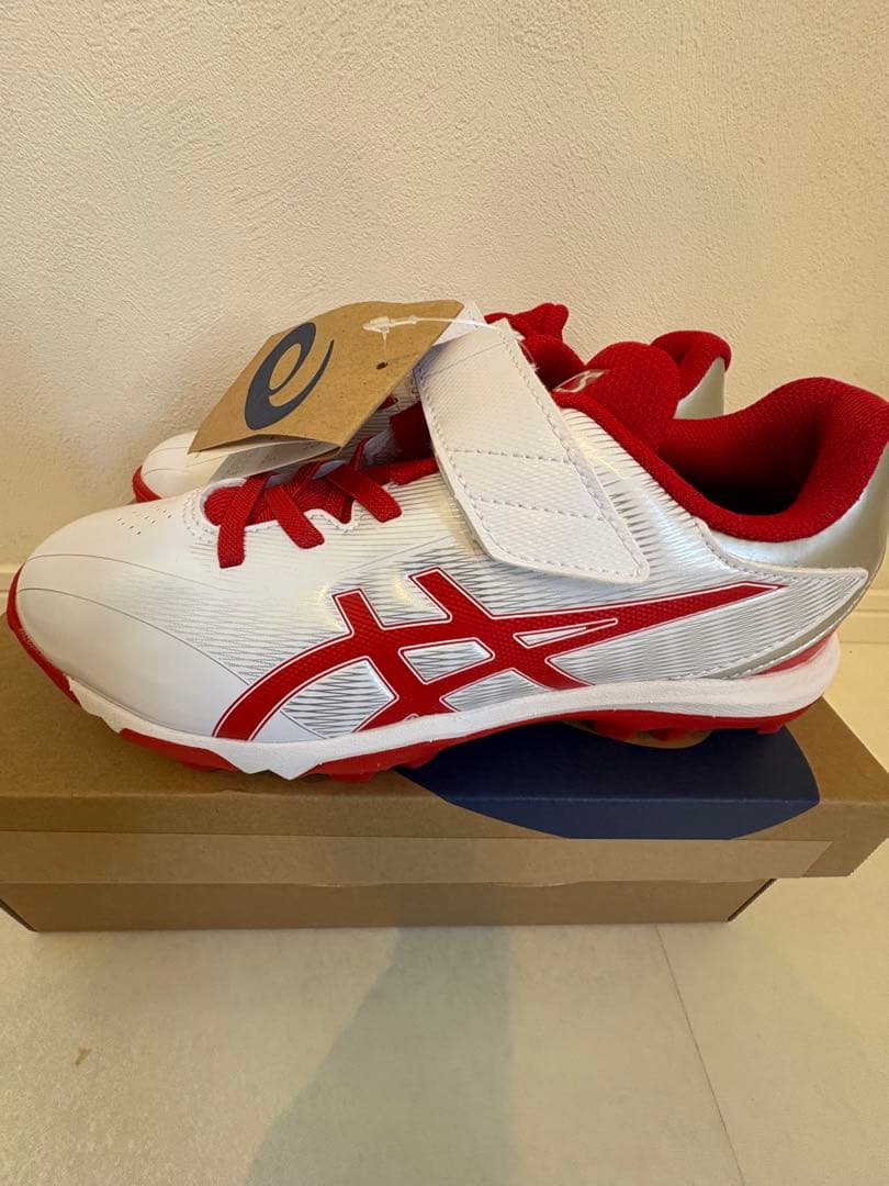 asics スパイクシューズ &アップシューズセット ホワイト/レッド