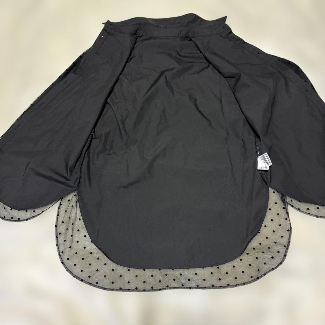 M*）様 新品未使用タグ付 チュールレイヤードシャツ ドット柄 ブラック 長袖