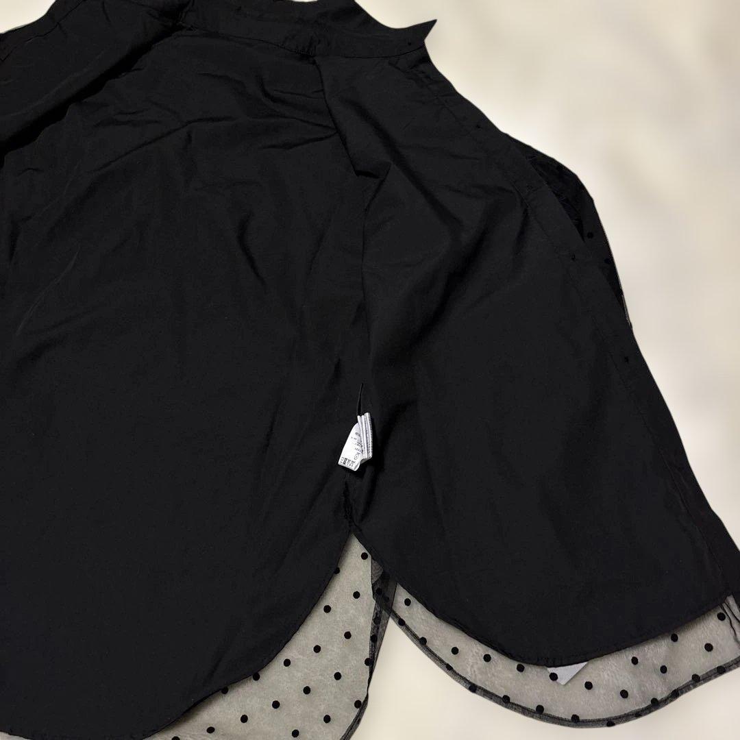 M*）様 新品未使用タグ付 チュールレイヤードシャツ ドット柄 ブラック 長袖