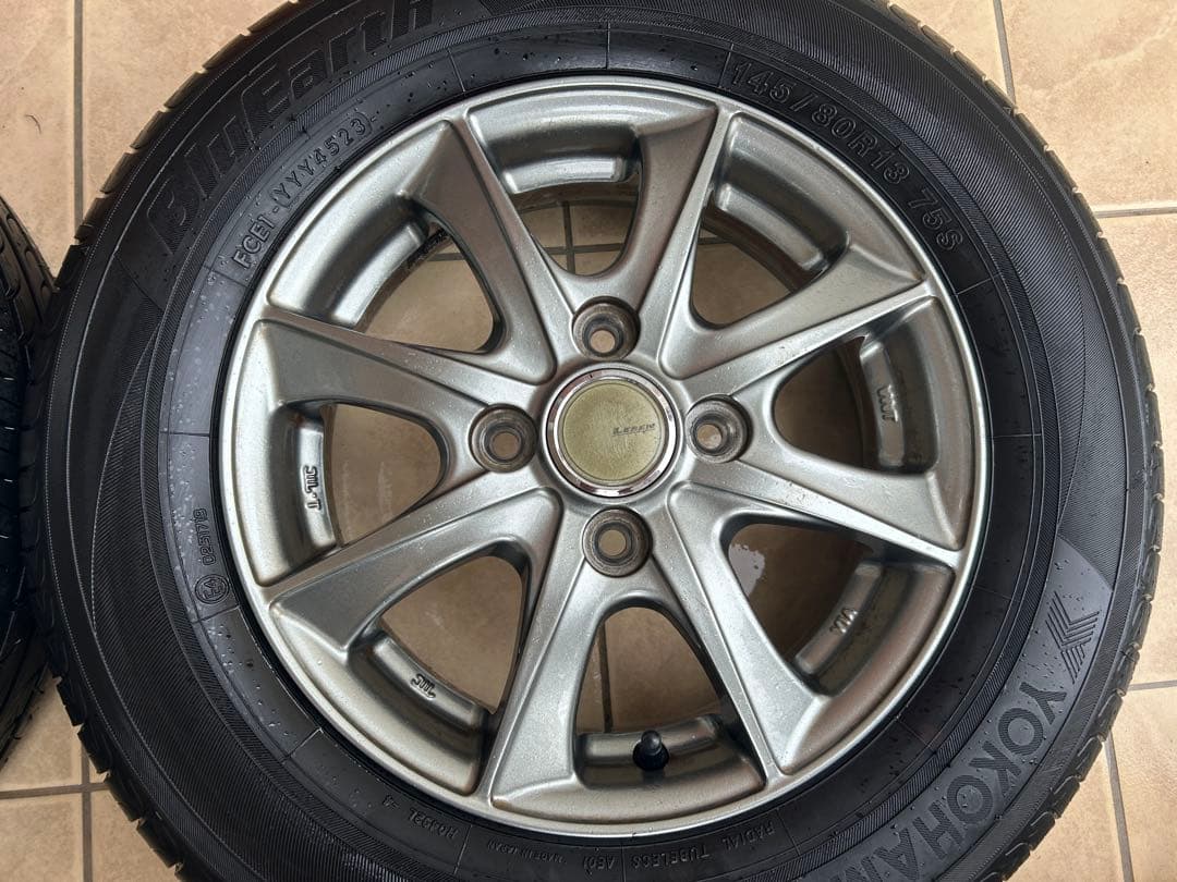 専用品①145/80R13 社外アルミホイール国産バリ山タイヤ4本セット