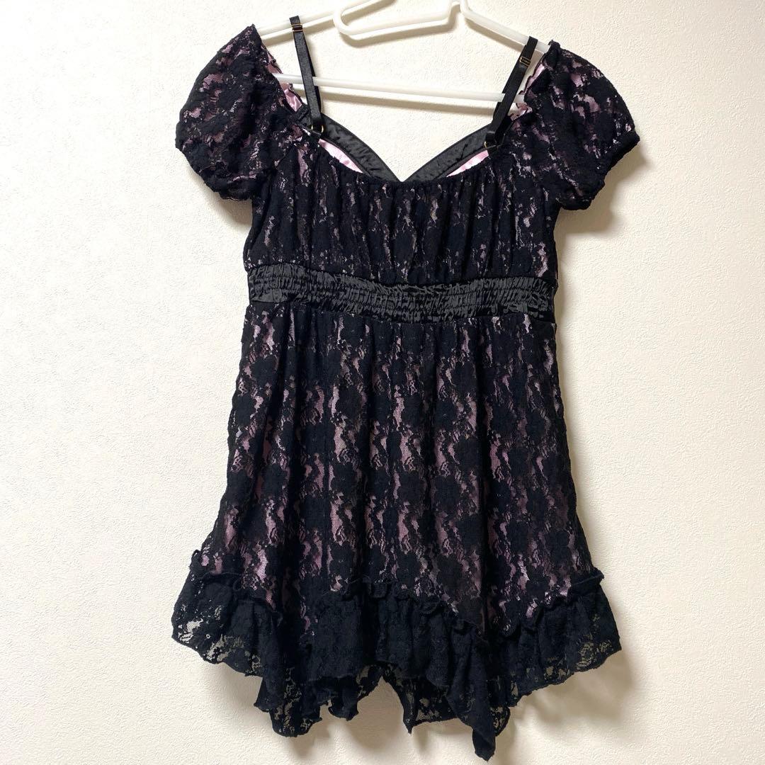 [ALBINA by GOLDS ]レーストップス　ピンク 黒　平成ギャル 希少