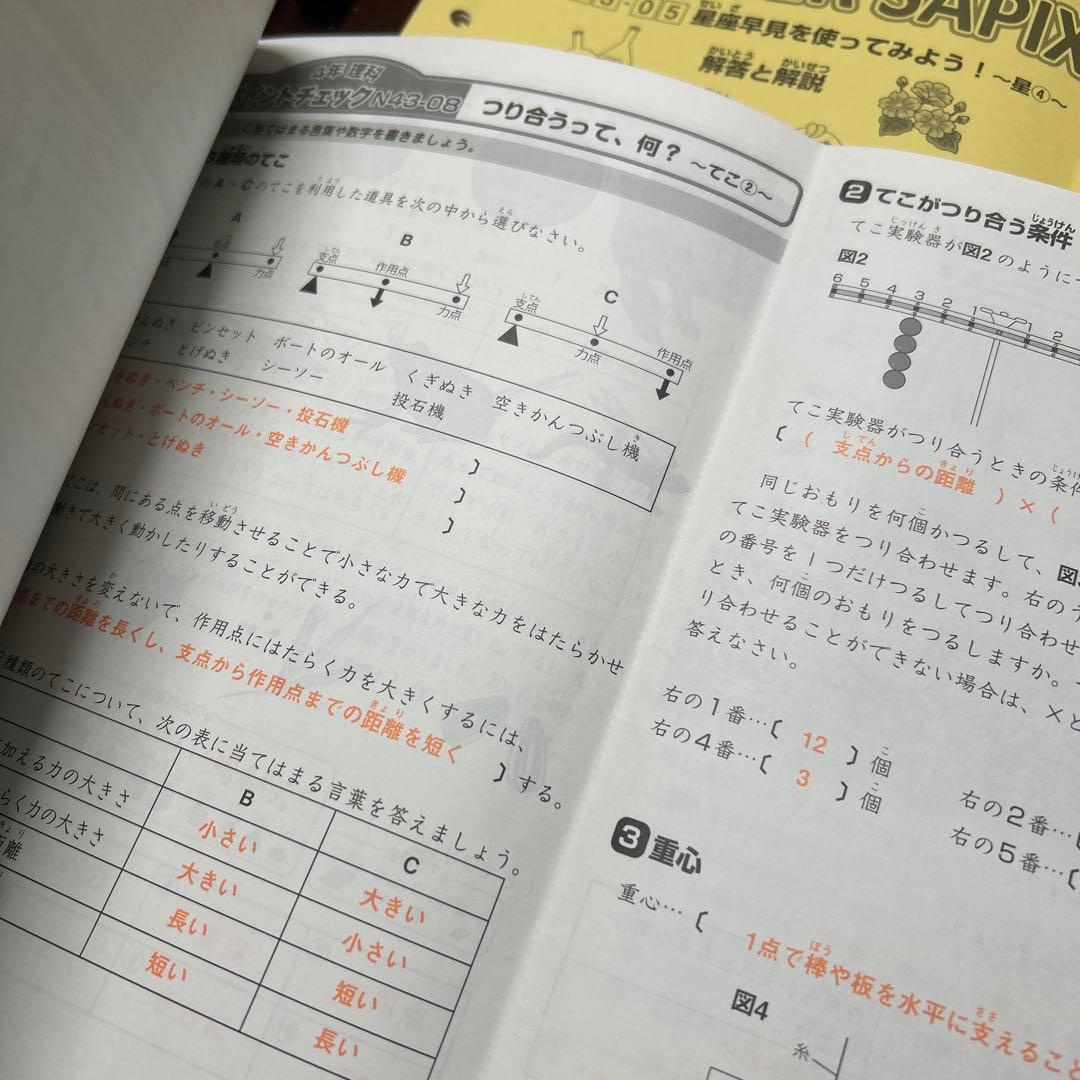 ㉑ A B サピックス　SAPIX 4年　理科　夏期講習　サマーサピックス