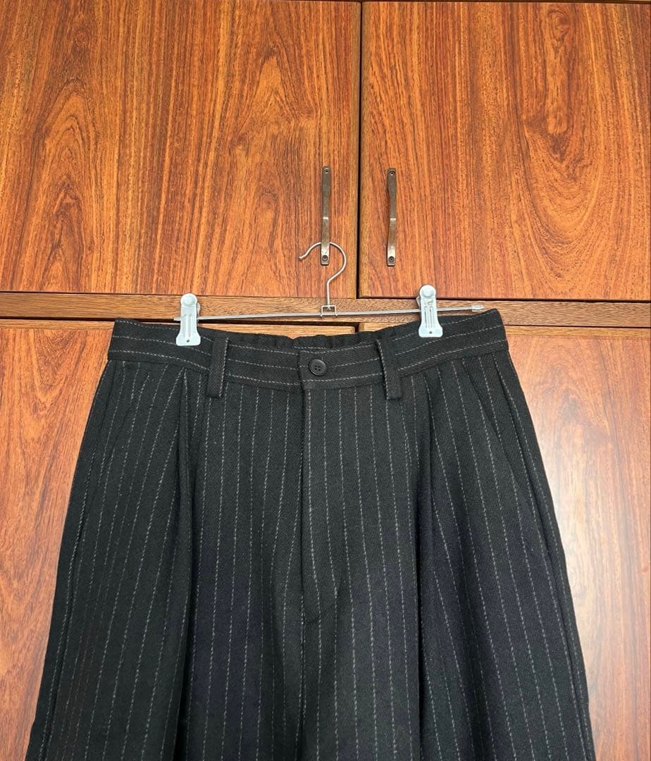 【美品】SINSS 25AWフランネル２タックワイドストライプスラックス　L