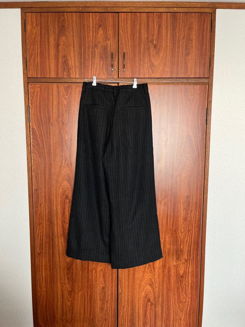 【美品】SINSS 25AWフランネル２タックワイドストライプスラックス　L