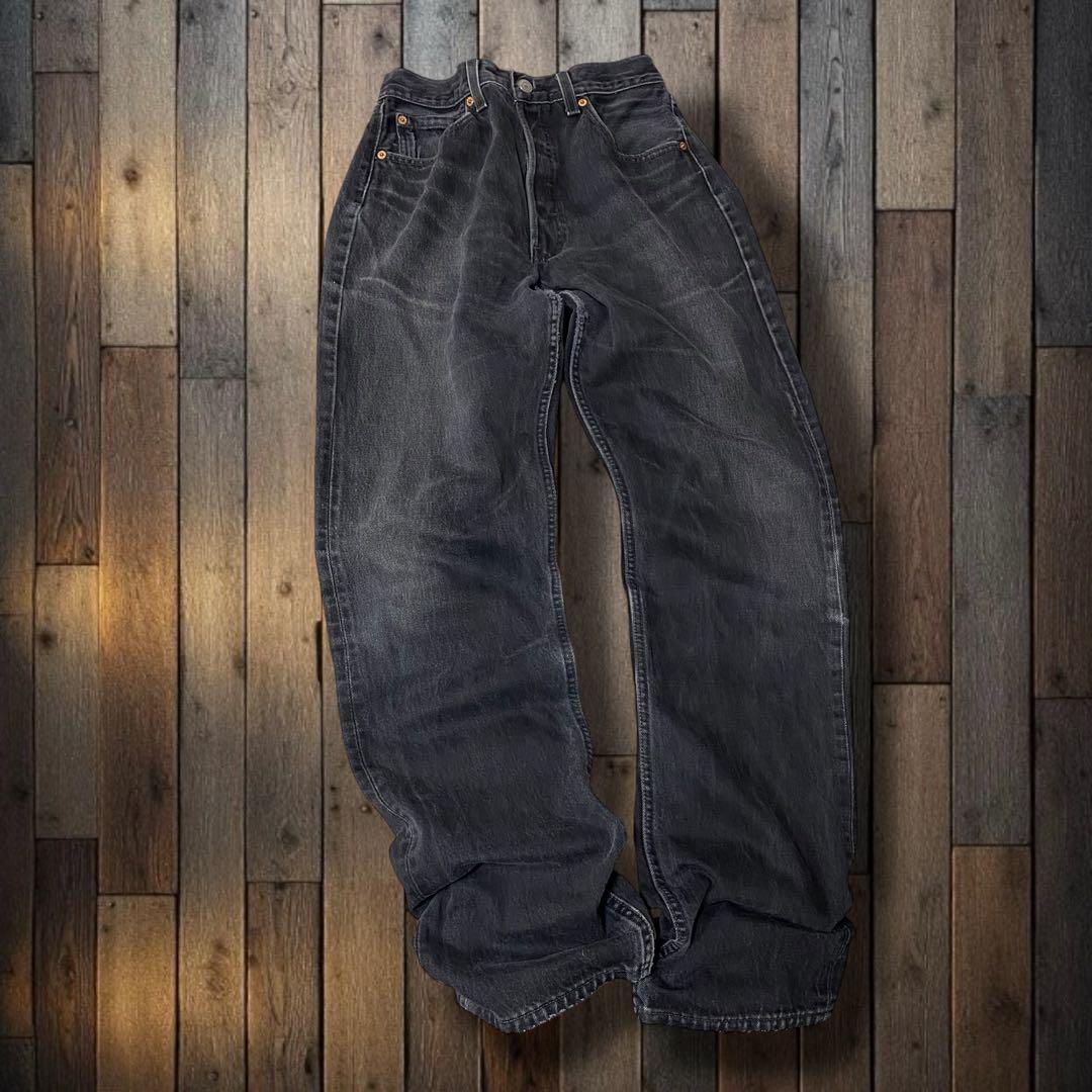 ギ*隊様 90'sUSA製リーバイス 501 ストレート ブラックデニム ジーン