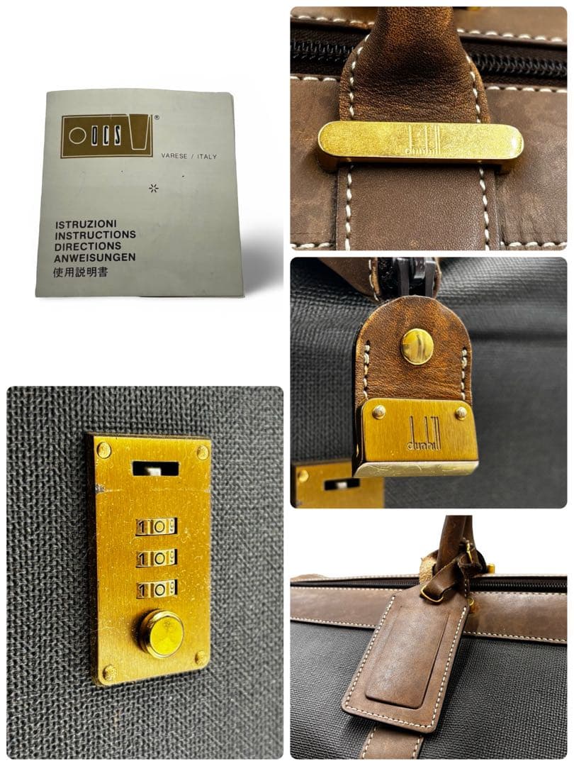 【ヴィンテージ】ダンヒル　ボストンバッグ　トラベル　PVCレザー　グレー　大容量