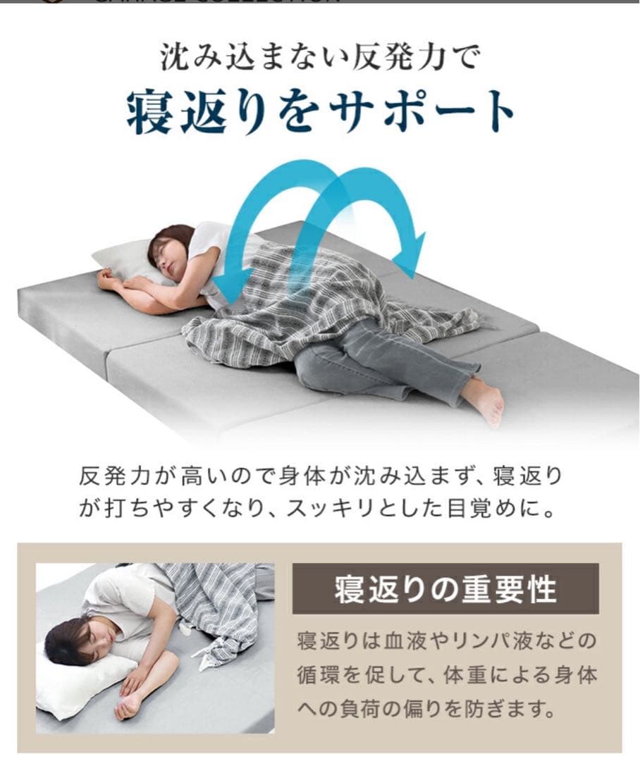 ダブル マットレス 折りたたみ 高反発 敷布団 三つ折り 極厚10cm