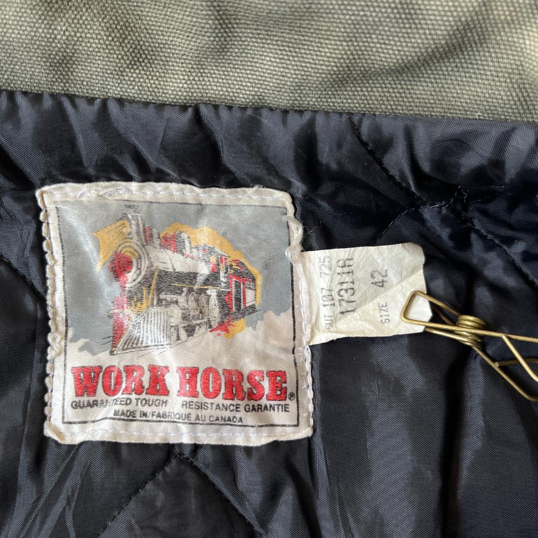 80s WORK HORSE ダックジャケット キルティング 緑 XL A677