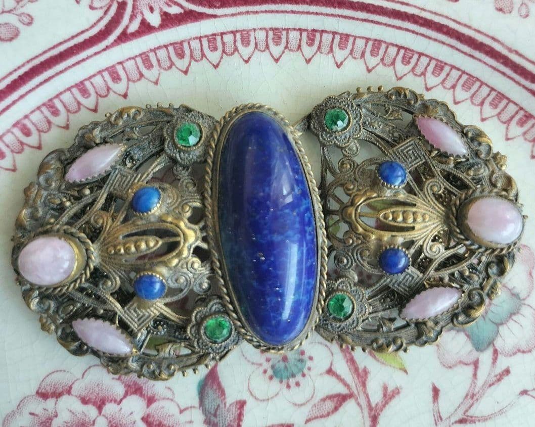 ターコイズカボションの花 シルバーカラー スイングするブローチ と他4点