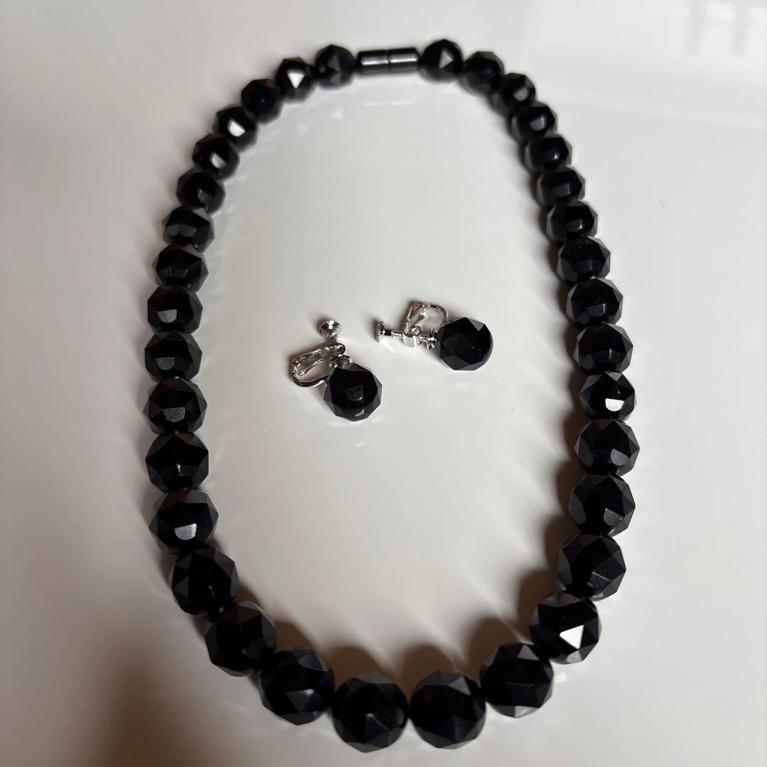 ジェット　ネックレスイヤリングセット