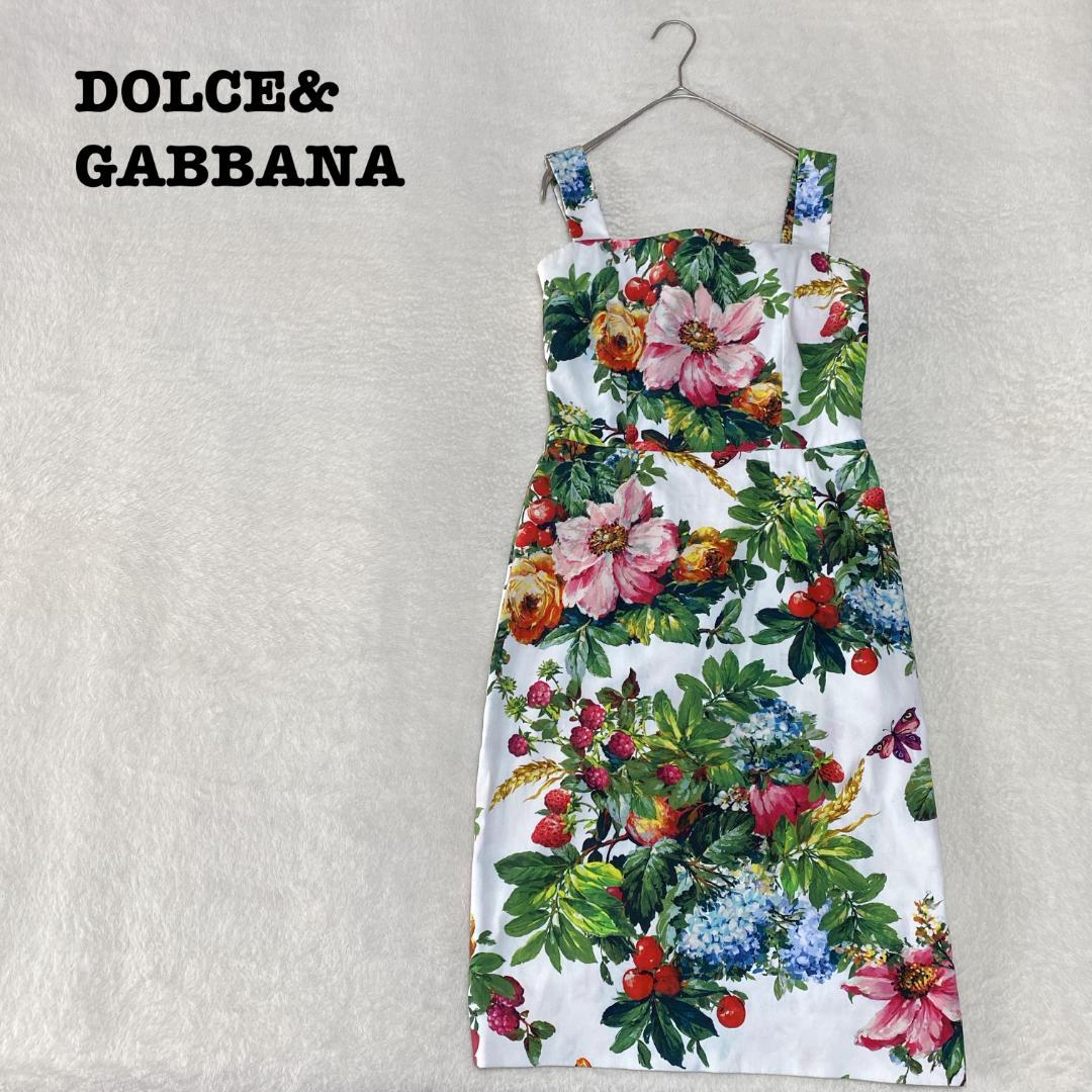 DE0021【ドルチェアンドガッバーナ】ワンピース【40】タイト 花柄 訳アリ