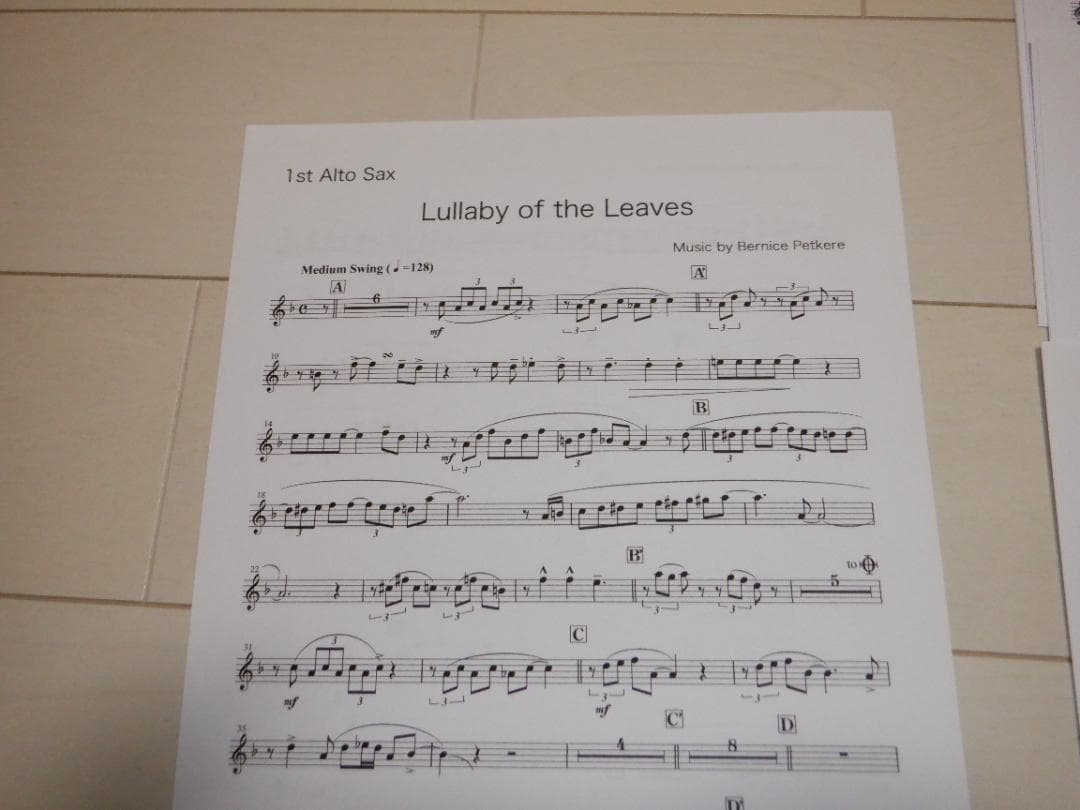 ビッグバンド楽譜「Lullaby of the Leaves」（絶版）