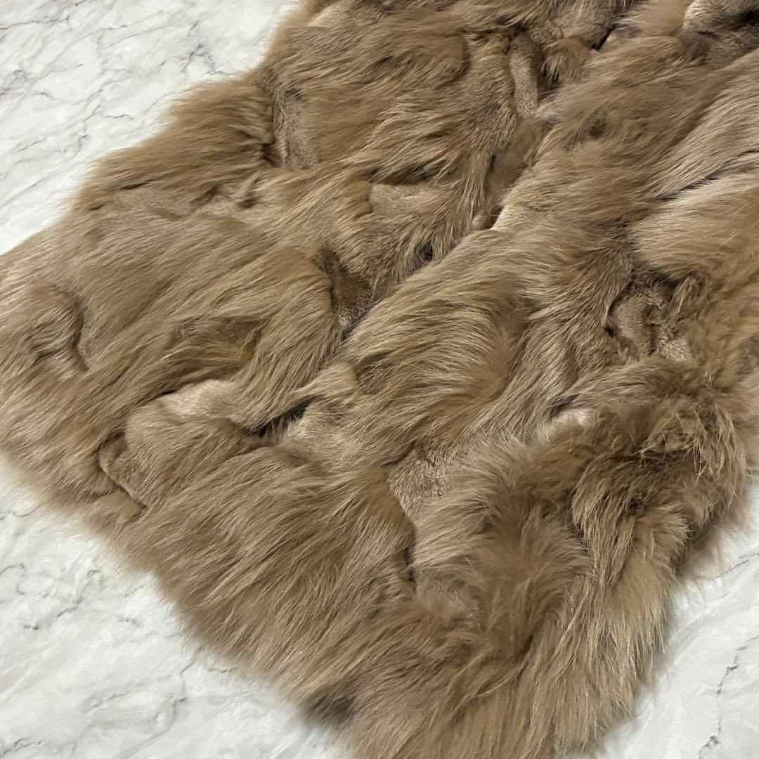 フォックスファー 毛皮 リアルファー ボリューム フード ジレ ベスト