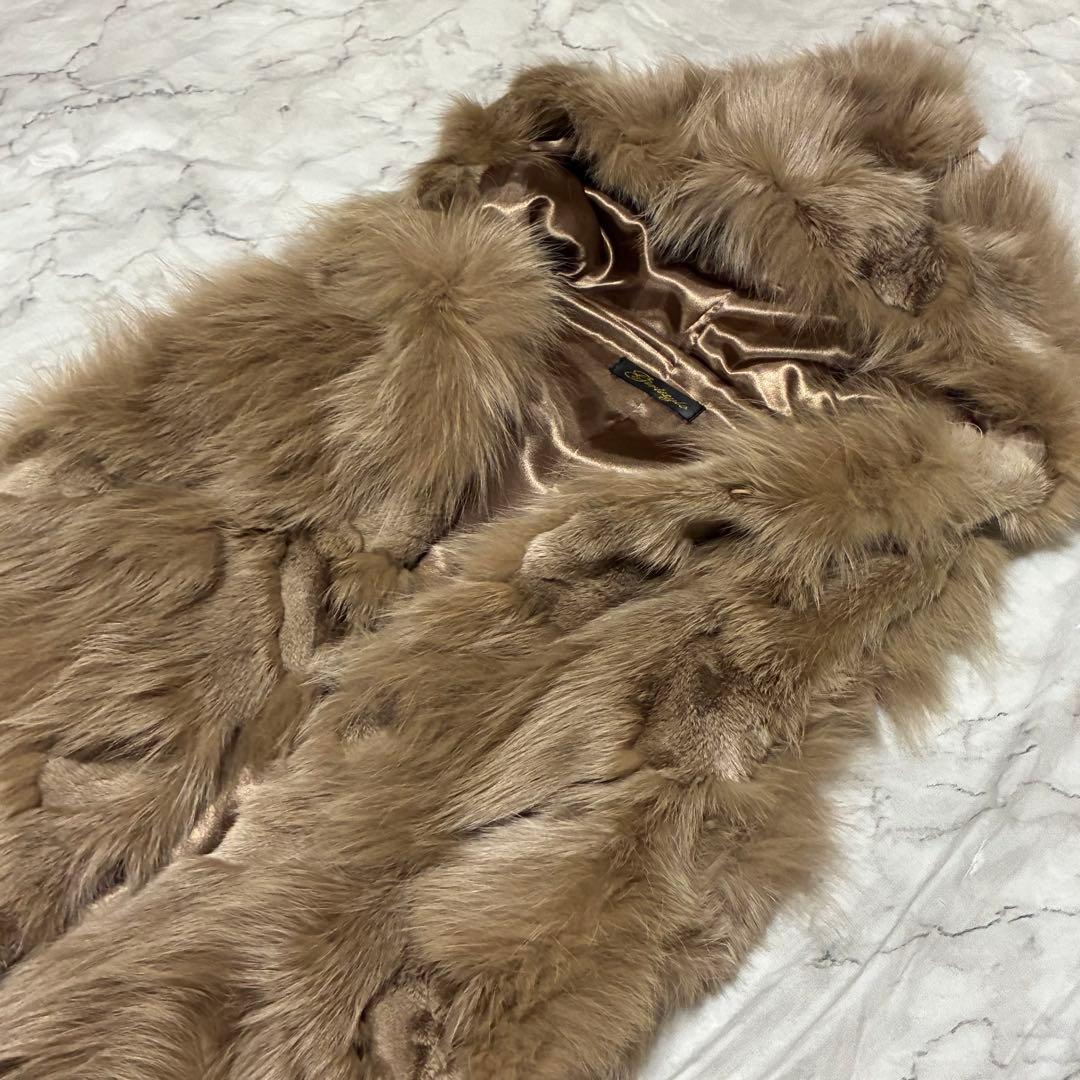 フォックスファー 毛皮 リアルファー ボリューム フード ジレ ベスト