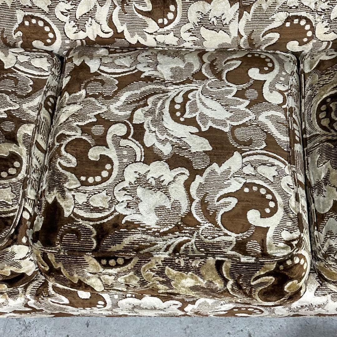 ✿70s✿ 昭和レトロ ヴィンテージ 3人掛けソファ 金華山 ×木製肘