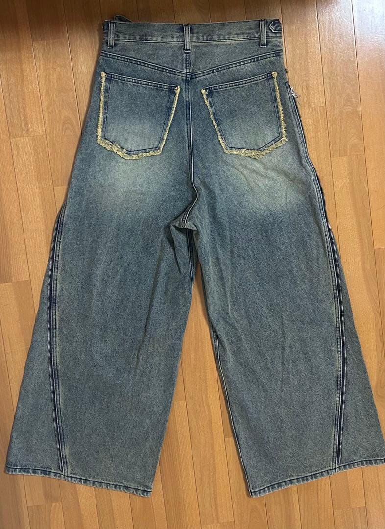 GRANCY グランシー ジップデザイン バギー デニムパンツ M ブルー