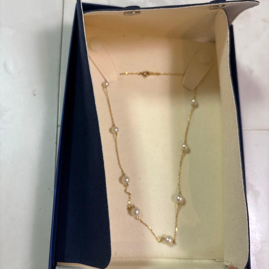 週末お値下げMIKIMOTO ステーションネックレスイエローゴールドk18 9粒