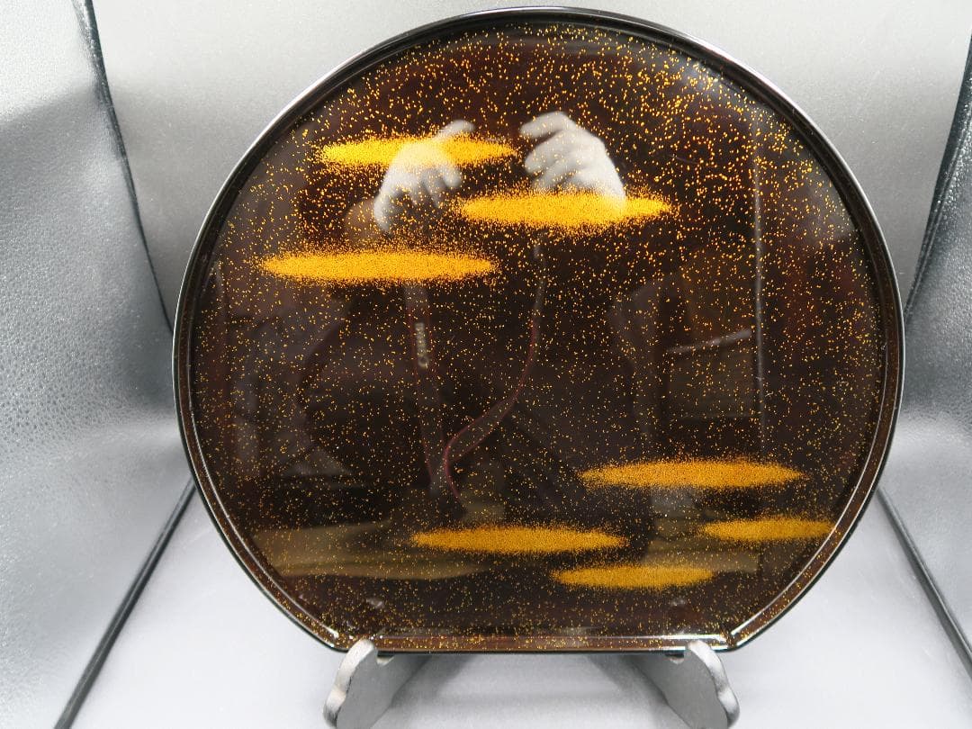 【輪島塗】半月膳 金彩霞文様 十三寸 天然木 五客 共箱 卓上膳 半月盆 会席膳