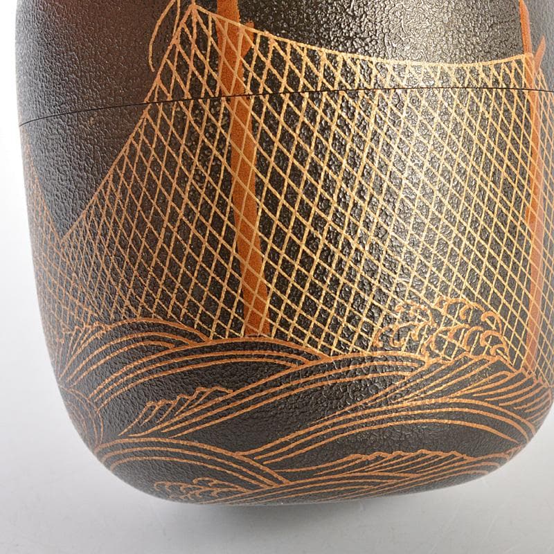 teㆍruㆍri 　目代春帆作　乾漆干網　棗　共箱　M　R6006