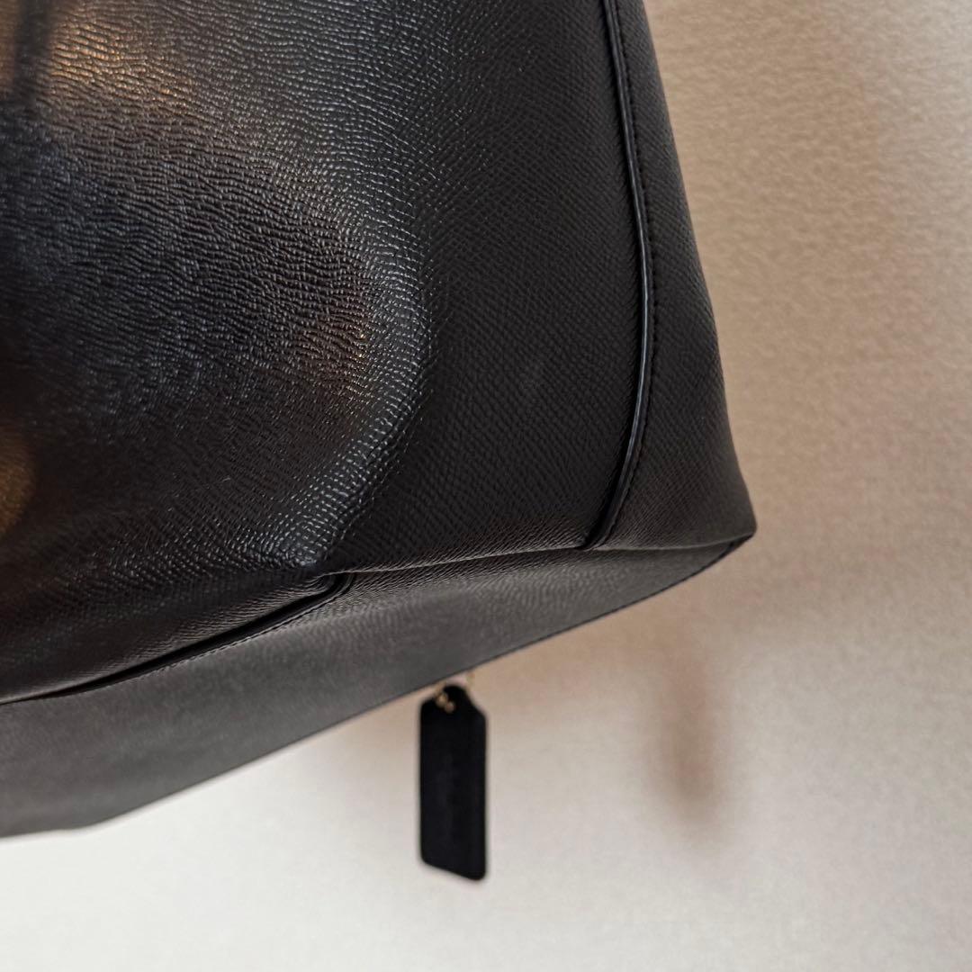 【美品】COACH ブラック レザートートバッグ　a4 収納 大容量 リクルート