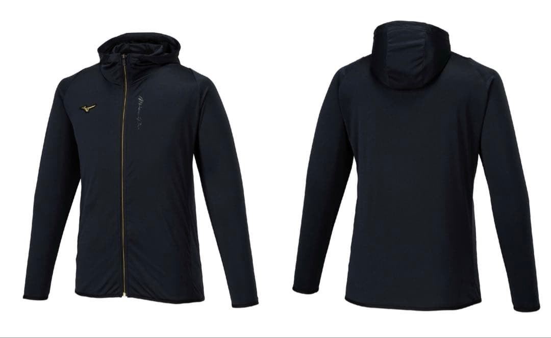 【ミズノプロ】フルZIPフーディ(薄手) ブラック XO 12JECK75
