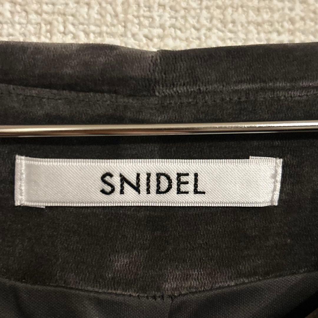 SNIDEL フロッキーベロアドレープドレス ダークグレー 1