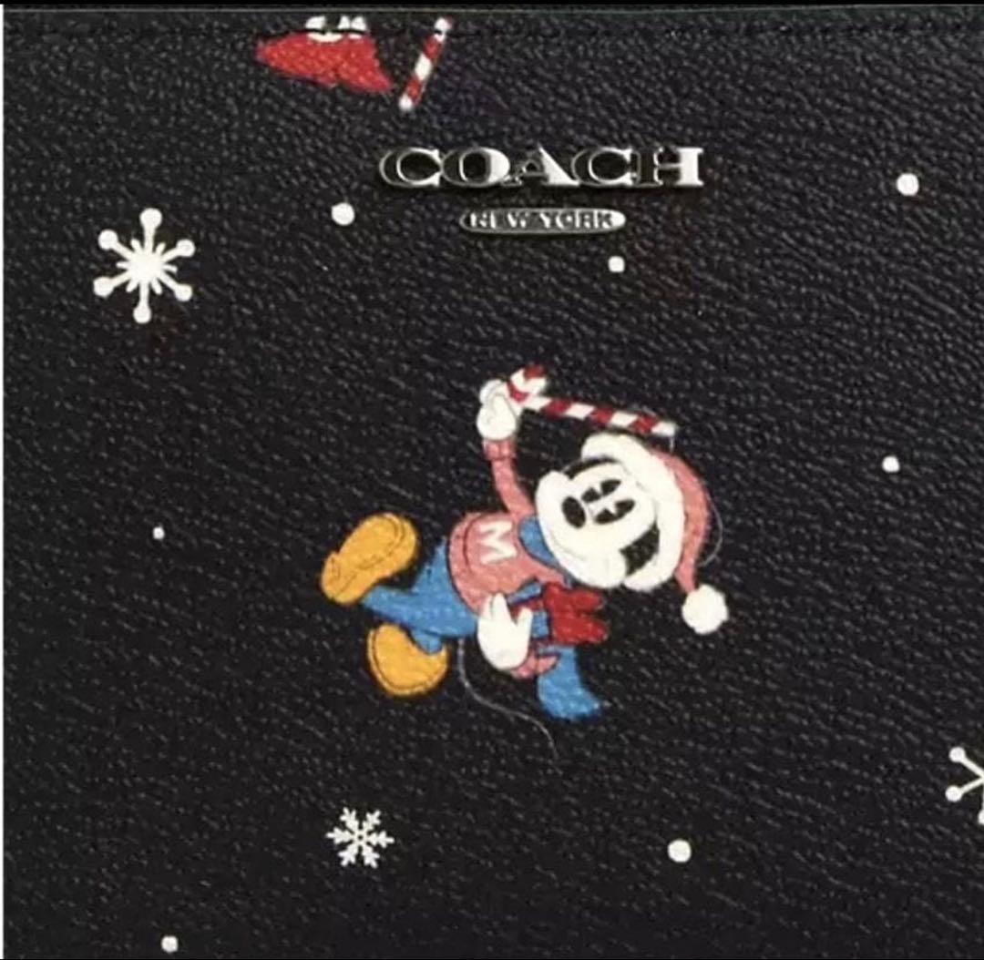 j　COACH ディズニーコラボ ミッキー ホリデーラウンドジップ長財布