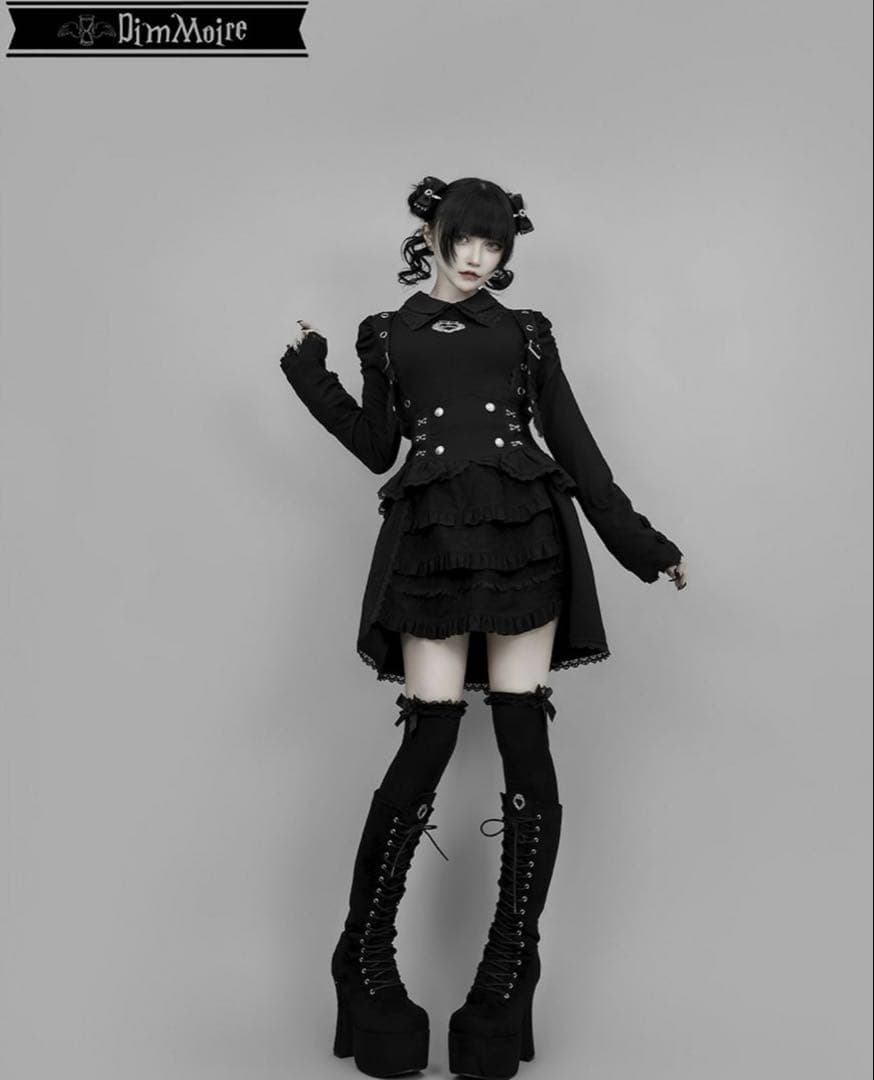 DimMoire【ディムモアール】夢纏うサスペンダースカート/Black L