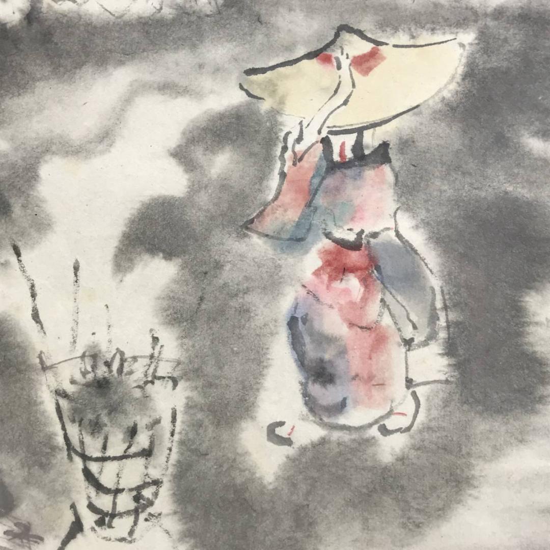 【真作】伯堂/僊堂/豊年踊り図/人物図/掛軸☆宝船☆AD-397