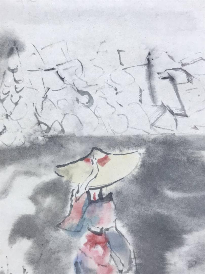 【真作】伯堂/僊堂/豊年踊り図/人物図/掛軸☆宝船☆AD-397