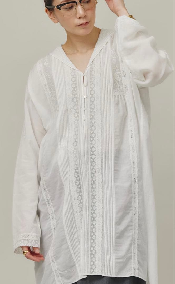 カレンソロジー　コットンレーヨンレースチュニック　セーラー