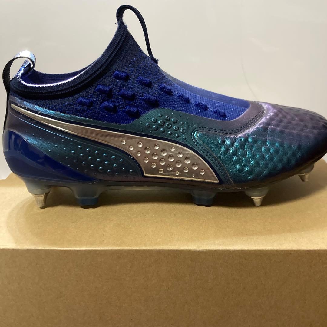 PUMA プーマ　ワン 1 レザー MX SG(ブルー×シルバー)