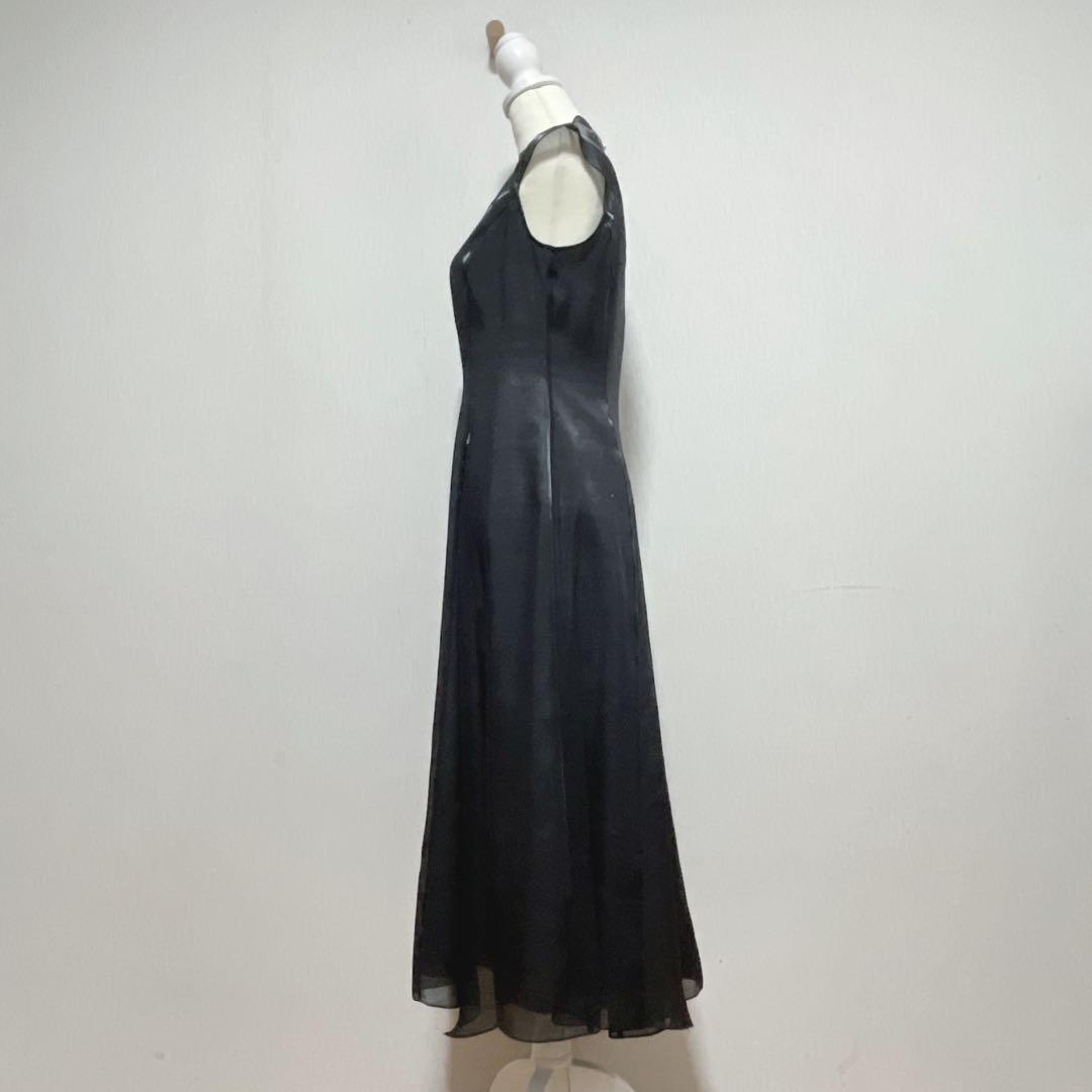 最終価格　東京ソワール コウガマリコ ドレス　Lサイズ フレンチスリーブ 光沢