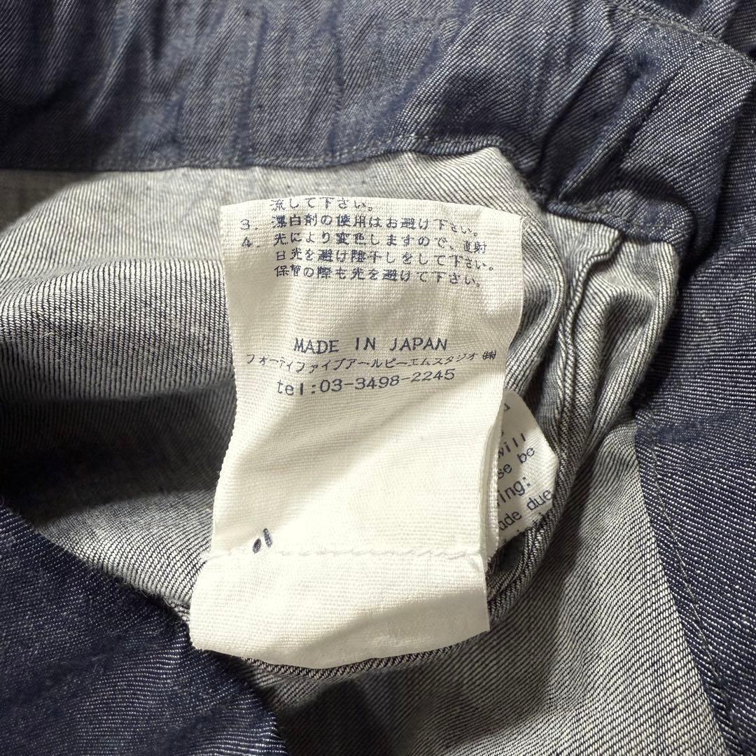 美品✨45R コットンフラワー刺繍リボンブラウス インディゴ ゆったり ドルマン