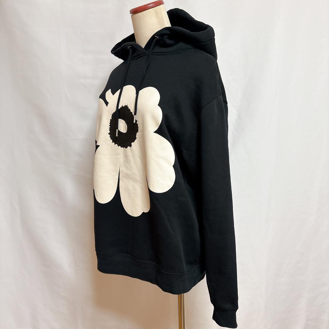 【美品】マリメッコ ウニッコ フード付きパーカー 裏起毛 黒 オーバーサイズ
