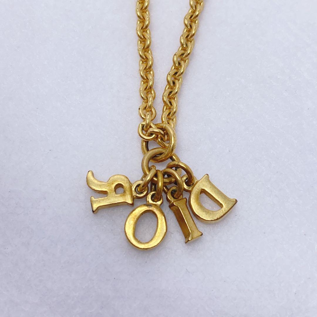 3227◯ DIORゴールド アルファベットチャーム ネックレス