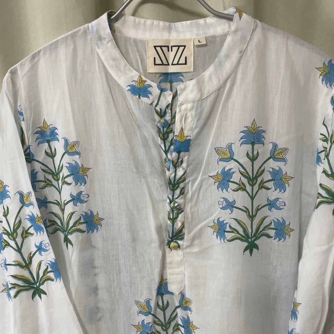 n*k様 sz blockprintsロンハーマンカフタンワンピース　Lサイズ