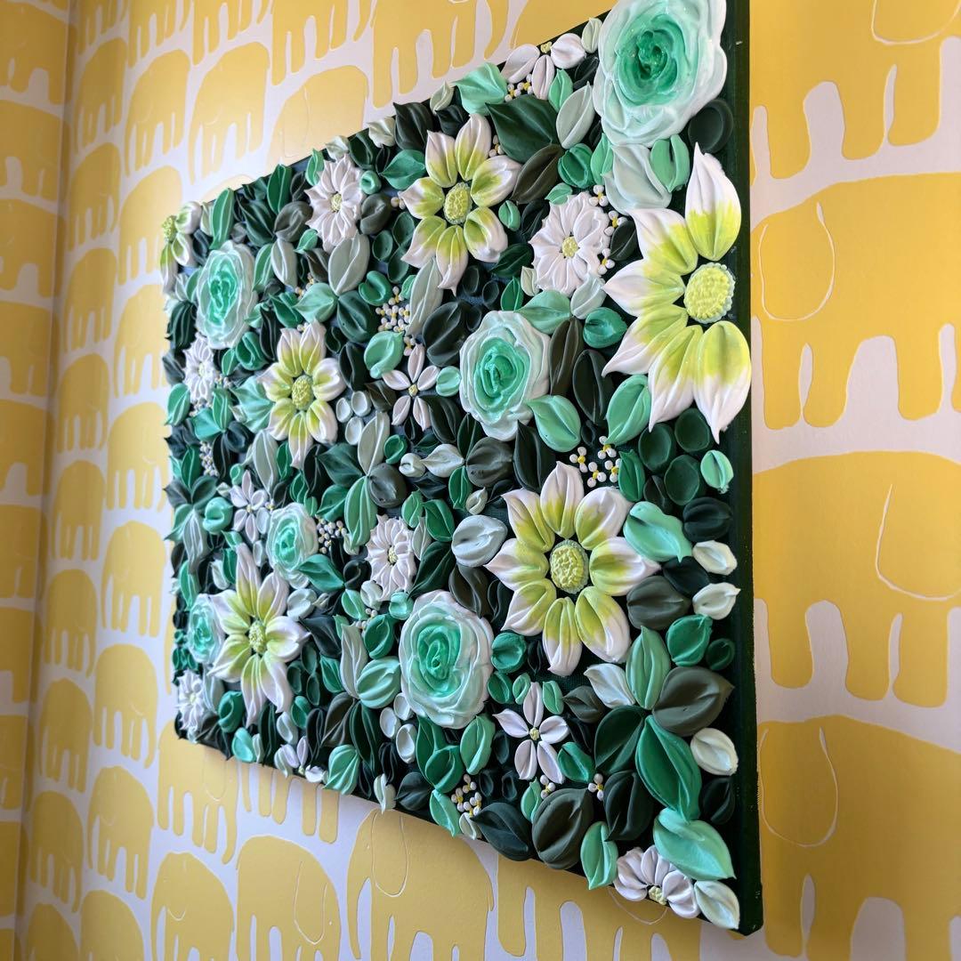 テクスチャーアート　アート　オーダー　受注　インテリア　花　現代アート　油絵