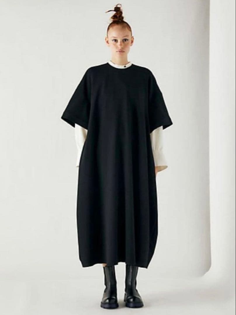 ダブルクロス 5分袖 ドレス ロングワンピース　　エンフォルド