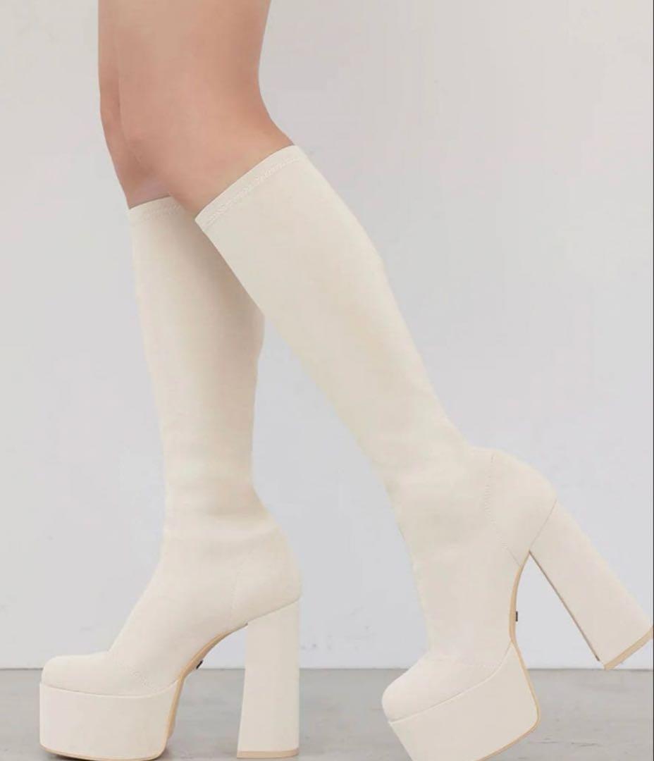 Darich ロングブーツ ストレッチブーツ ホワイトSサイズ