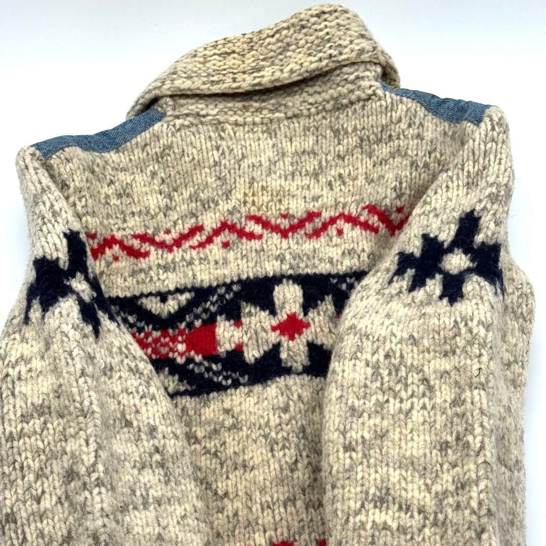 超美品 ラルフローレンスポーツ デニムニットコンビジャケット　カウチン切替　L