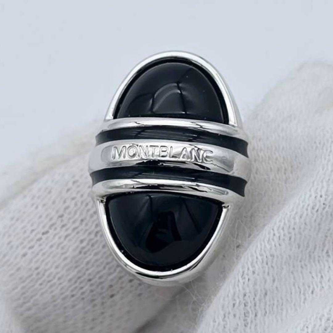 美品★MONTBLANC★ カフリンクス カフス オーバル シルバー ブラック.