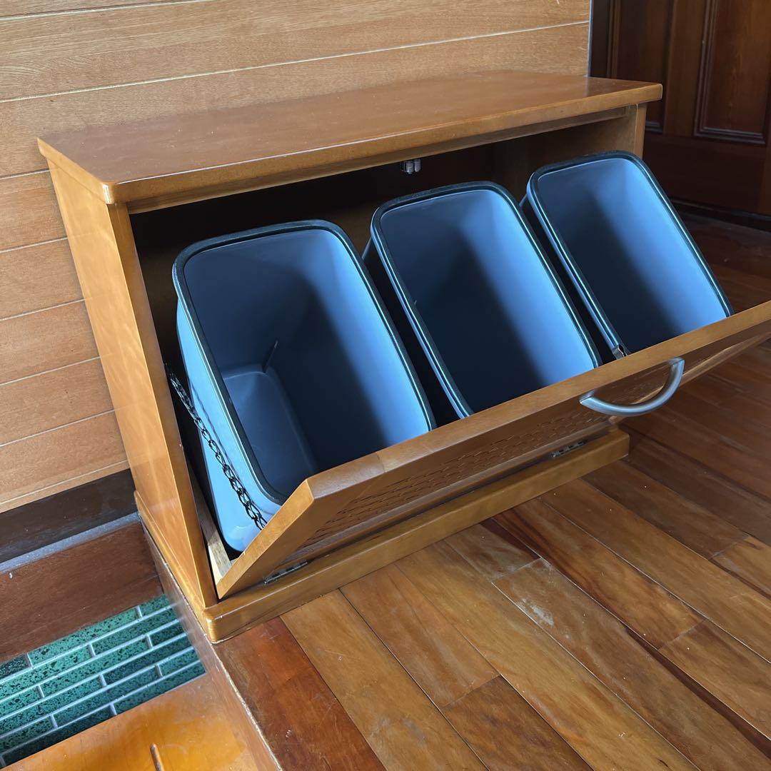 テンテテレトロ 昭和 ダストボックス 3連 木製 アンティーク