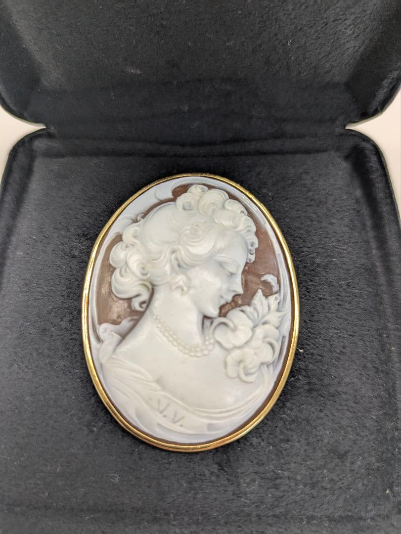 シェルカメオ K18 50mm ブローチネックレス V.Volpe作