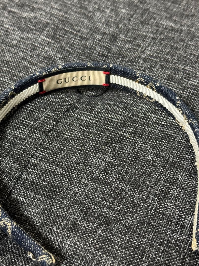 【T I 】GUCCI デニム ヘアバンド ネイビー