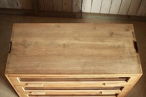 前面ガラスの引き出し3段　食器棚　収納棚　キャビネット　シャツケース　古家具