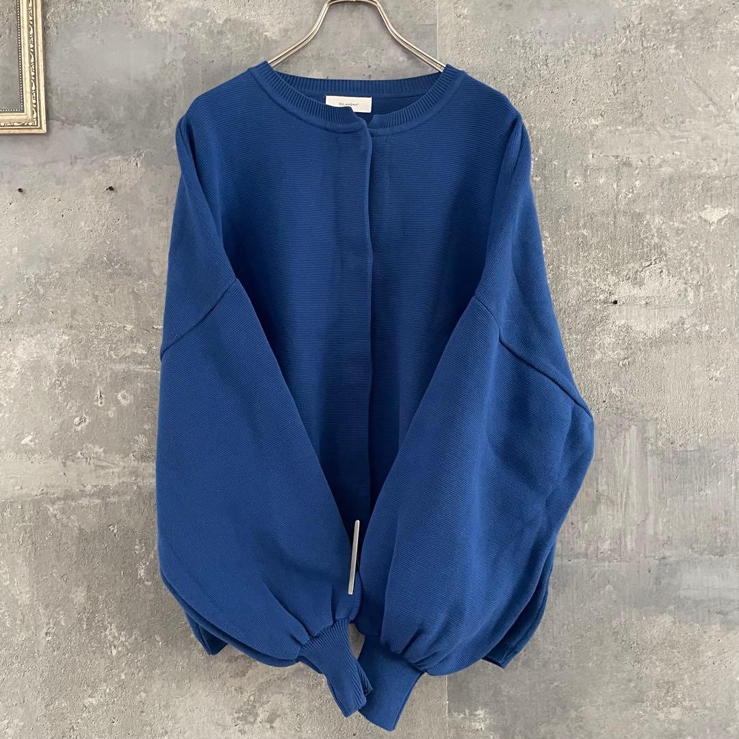 SOLAMONAT(ソラモナ) ウエハースニットワイドカーディガン ブルー