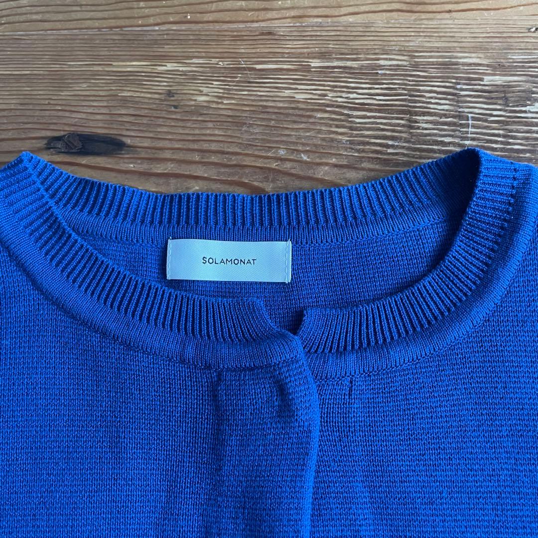 SOLAMONAT(ソラモナ) ウエハースニットワイドカーディガン ブルー