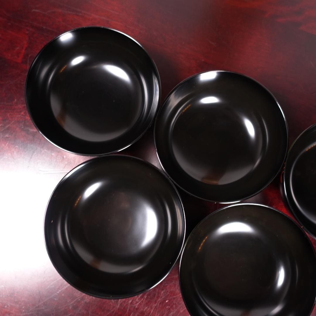 輪島塗 黒塗 扇蒔絵 煮物椀 5客 共箱 天然木製漆器